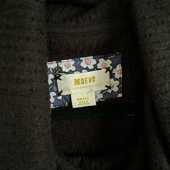 Anthropologie | Maeve Addie Ruffled Hacci Cowlneck Pullover in Black Size Small - Picture 13 of 14